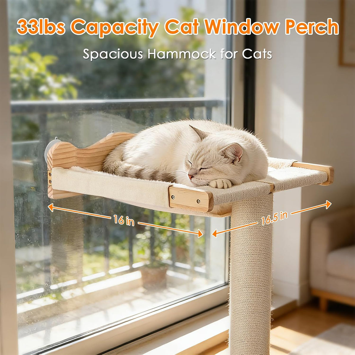 Keaber 44in Cat Scratching Post with Window Perch, Sisal Rope and Cozy Pad