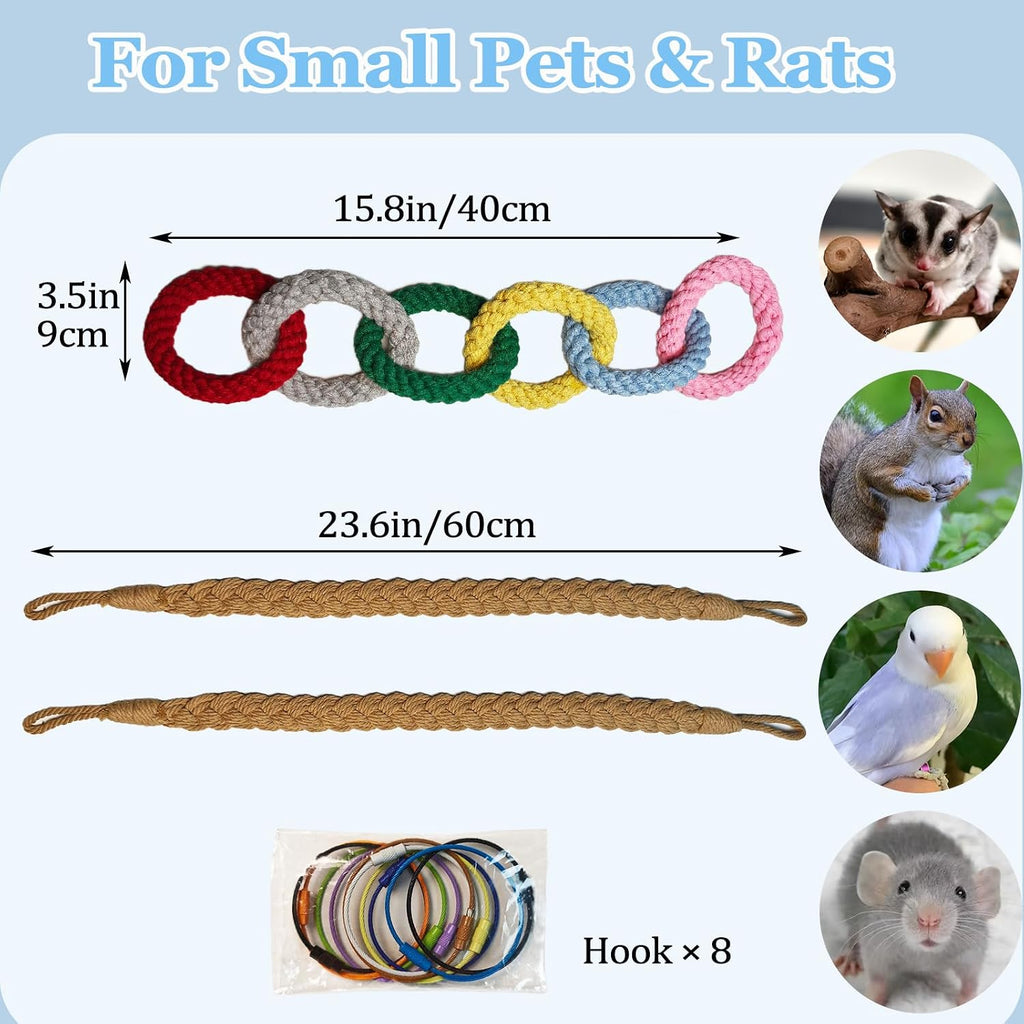 Sugar Glider Climbing Rope Toys Rat Cage Hanging Toys Small Animal Climbing Rings Cage Accessories for Flying Squirrel Sugar Glider Hamster Parrots