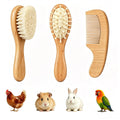 3 Pack Soft Wool Grooming Brush & Massage Comb Set for Small Pet