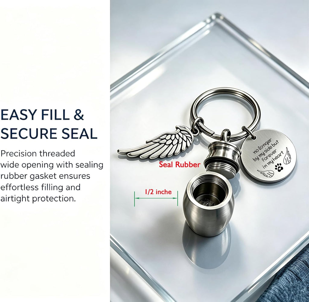 Small Cremation Urn for Pet Ashes Mini Pet Memorial Ashes Holder Key Chain Pet Keepsake Urn Keychain for Dog Cat Pets