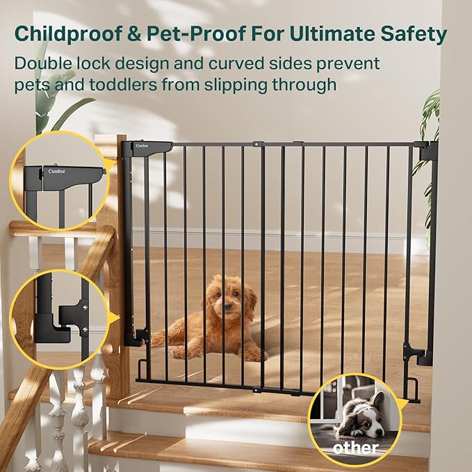 Cumbor 34" Extra Tall No Bottom Bar Baby Gate - Image 8