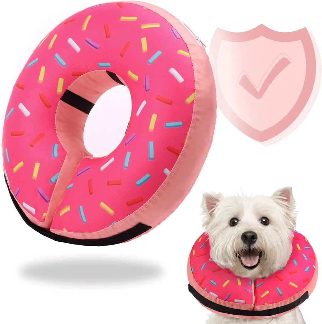 Inflatable Soft Dog Cone Collar for Small Medium Large Dogs & Cats Alternative After Surgery, Blow Up Pet Donut Neck Cone Prevent from Biting & Scratching, Comfy Adjustable Recovery Pillow Collar