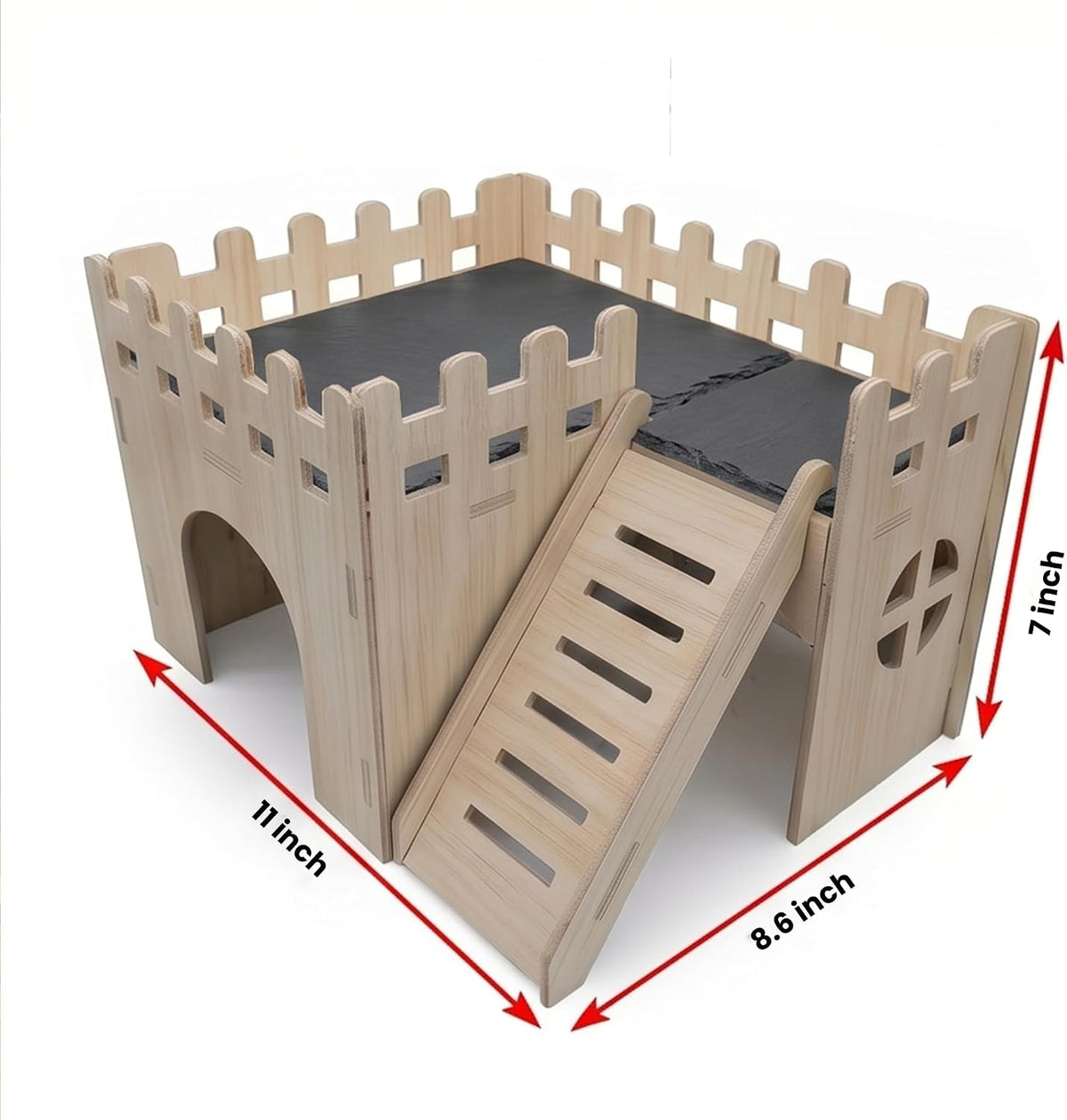 Bearded Dragon Hide Cave Basking Platform - with Climbing Ramp,Wooden Lizard Hideout Accessories Terrarium Decor, Reptile Basking Platform Accessories for Bearded Dragons, Geckos, Snakes & Turtles