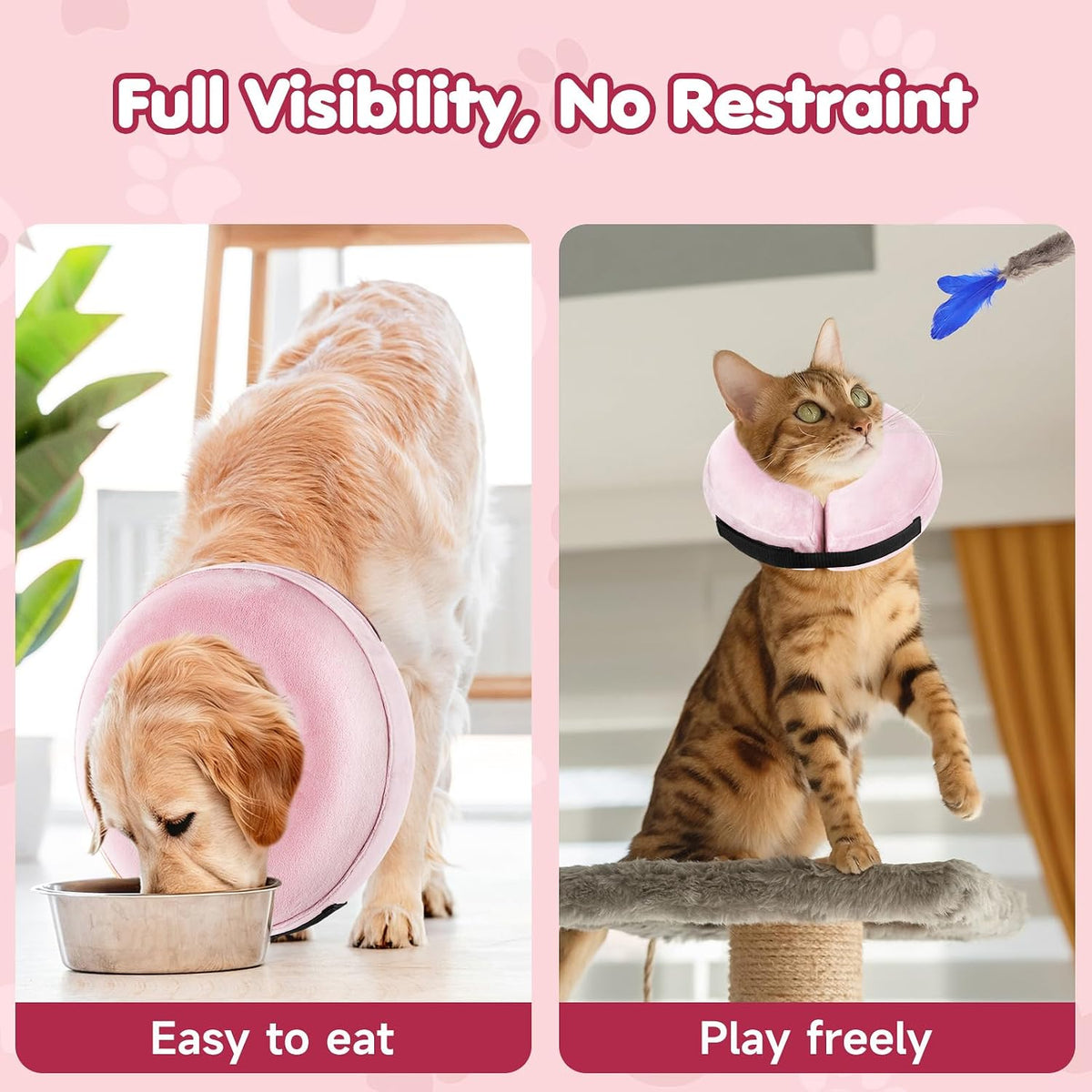 Grand Line Inflatable Dog Cone Collar, Soft Pet Recovery After Surgery (M)