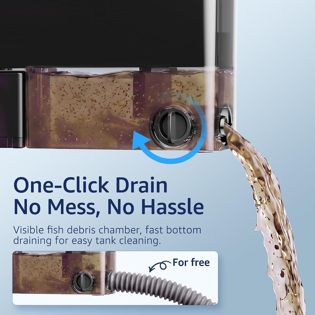 Veehoo Hang on Back Aquarium Filter with One-Touch Drain for Tank 10-30 Gal