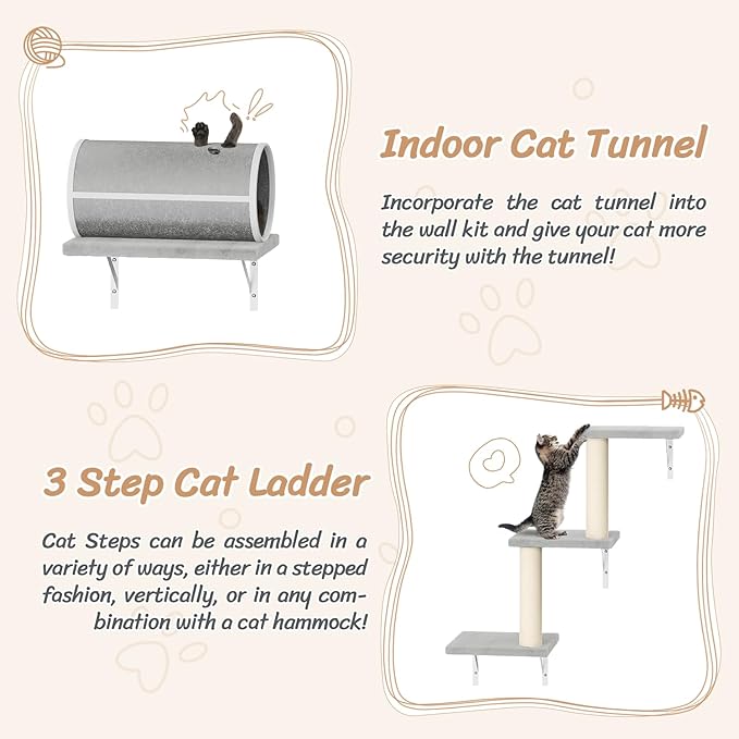 NUNU LAB Cat Wall Shelves Set, Scratching Post, Wall Shelves - Image 5