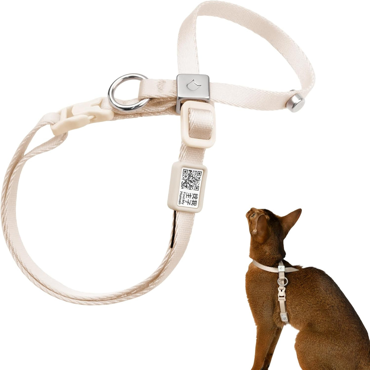 Escape Proof Cat Harness Anti-Choke Quick Release, Blush Pink