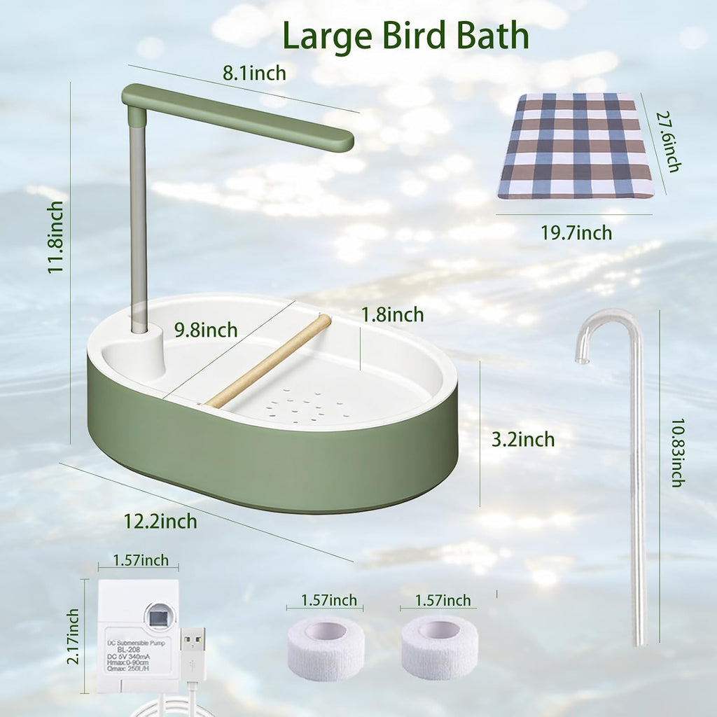 kathson Large Bird Bath Shower,Automatic Parrot Bathtub Fountain