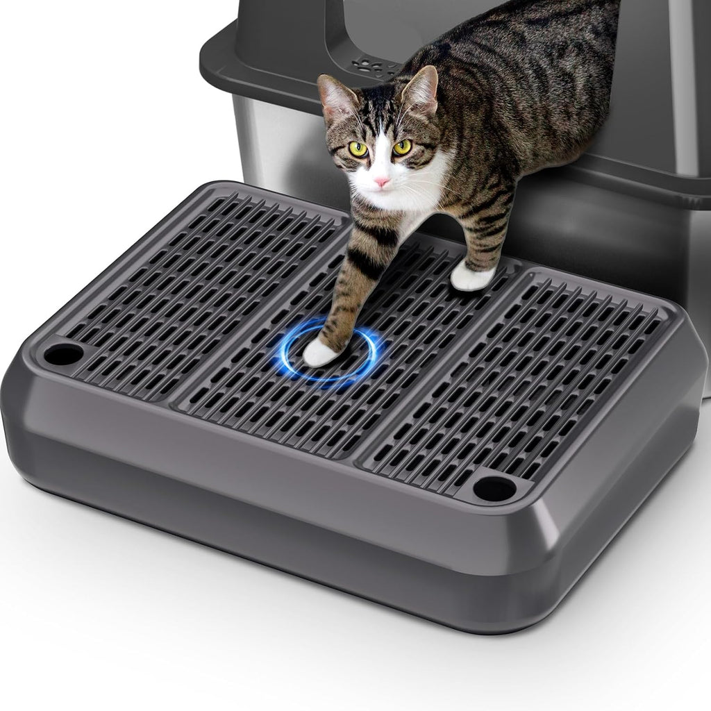 Large Litter Box Step, Litter Box Ramp 16"x11" Litter Catcher Mat, Double Layer Anti-Tracking & Easy Clean, Ideal for Kitten & Elderly Cats Ramp