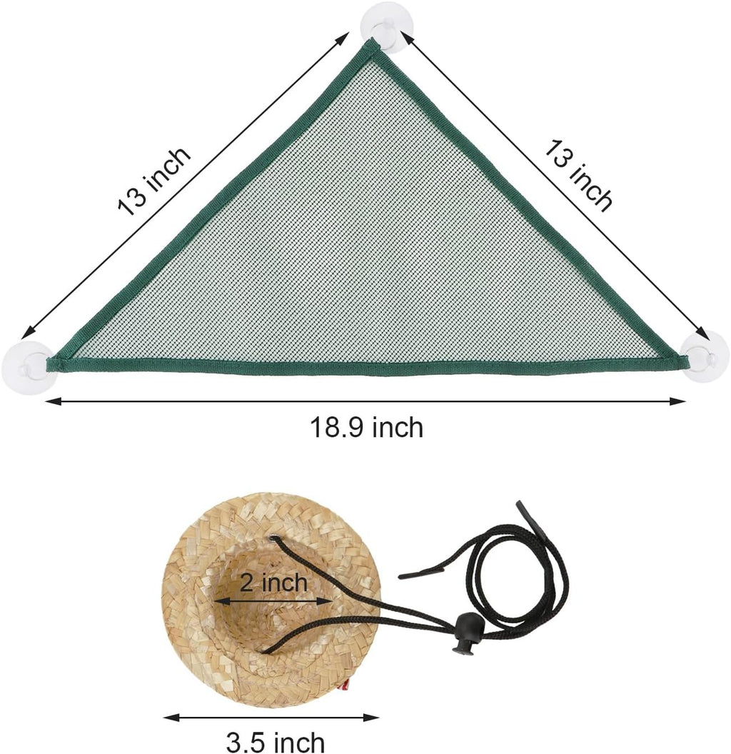 Wontee Bearded Dragon Hammock Reptile Lizard Hammock Lounger Bearded Dragon Tank Decor for Bearded Dragons Axolotls Geckos Lizards, 2 Hammock, 1 Hat (Green)