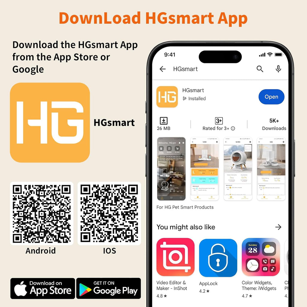 HoneyGuaridan Automatic Cat Feeder for 2 Cats,2.4G/5G WiFi APP Control