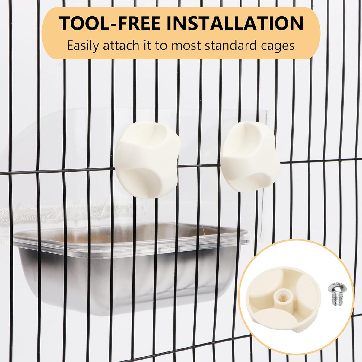Hypeety Transparent No Mess Bird Feeder for Cage with Anti-Slip Perch
