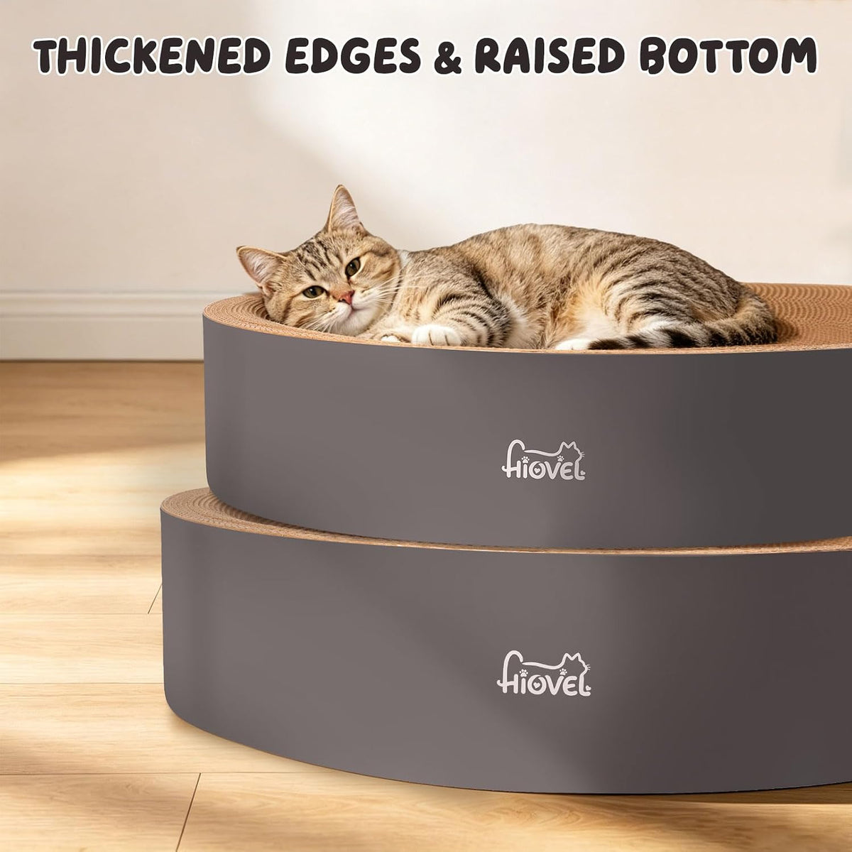 2 in 1 Round Cat Scratching Board, Cardboard Cat Scratcher for Indoor Cats, Corrugated Cat Scratch Pad for Grinding Claws and Rest (23.6")
