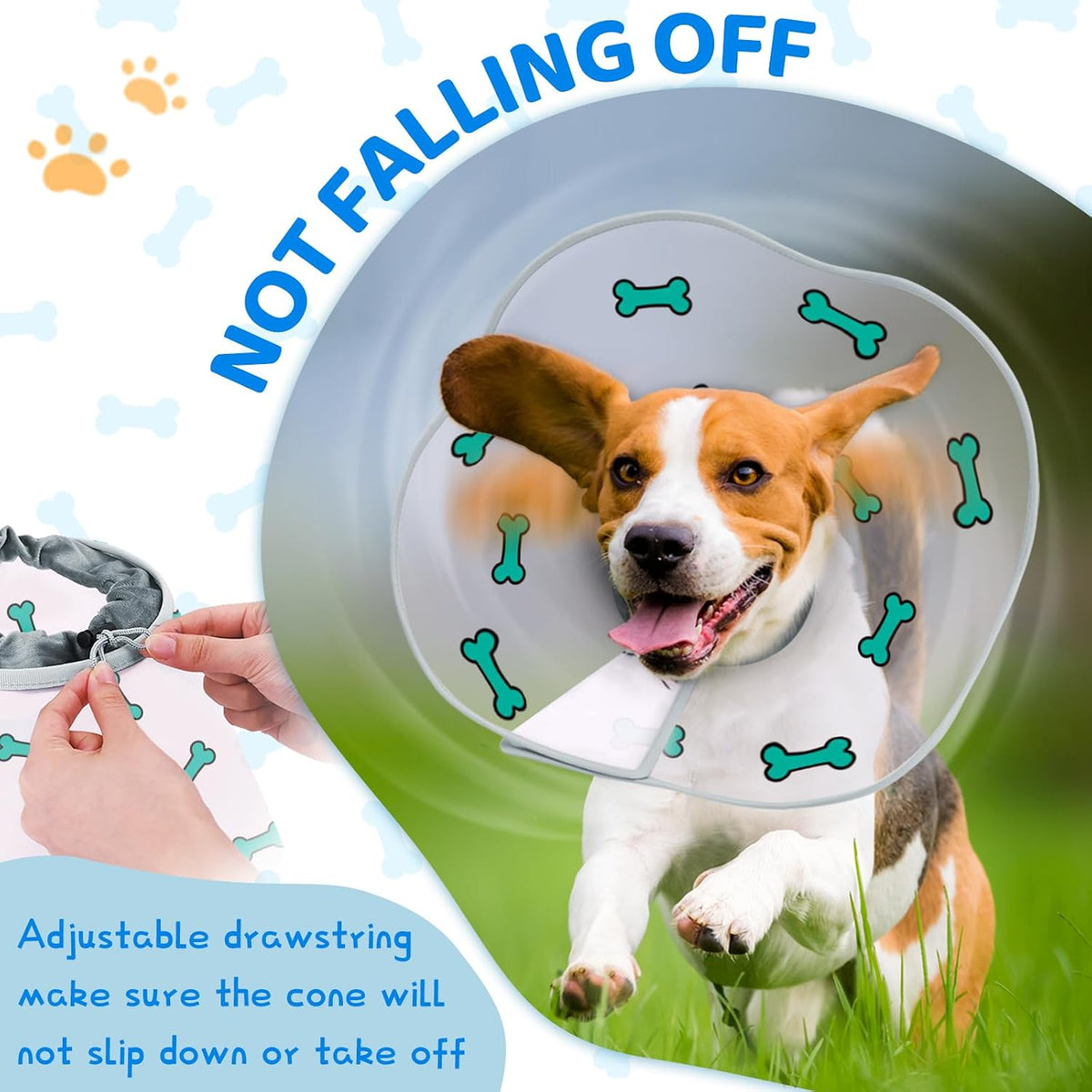 Dog Cone After Surgery - Soft, Comfortable, Adjustable Recovery Collar for Large, Medium, Small Dogs - Stop Licking with Soft Protect Edge (Bone, S)