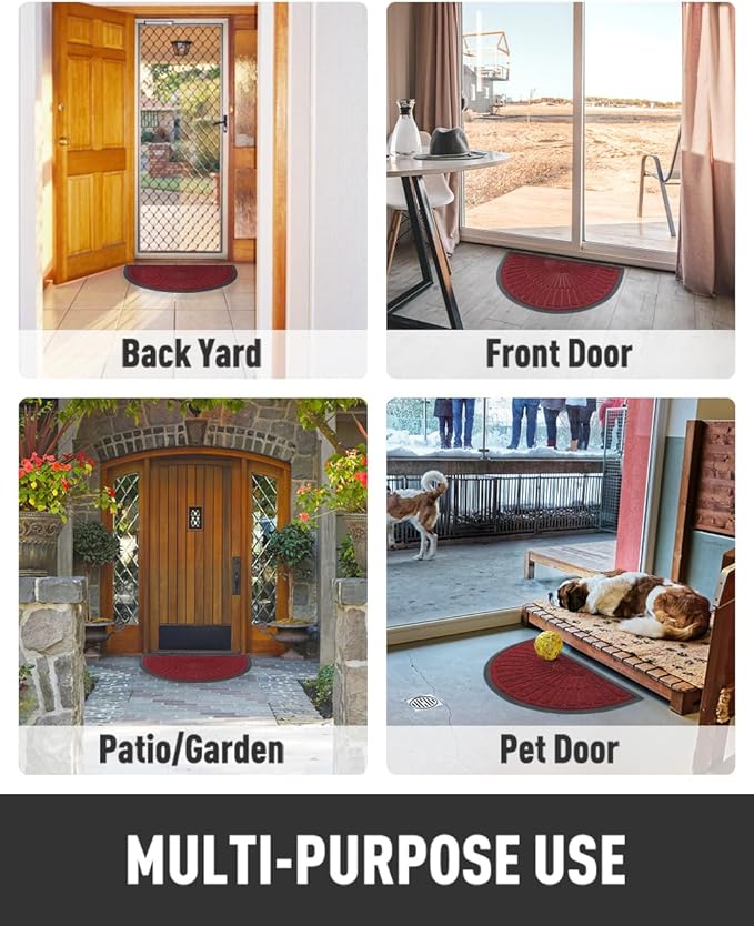 tchdio Door Mat Outdoor Indoor Entrance Doormat-Semicircular Durable Rubber Non - Image 7