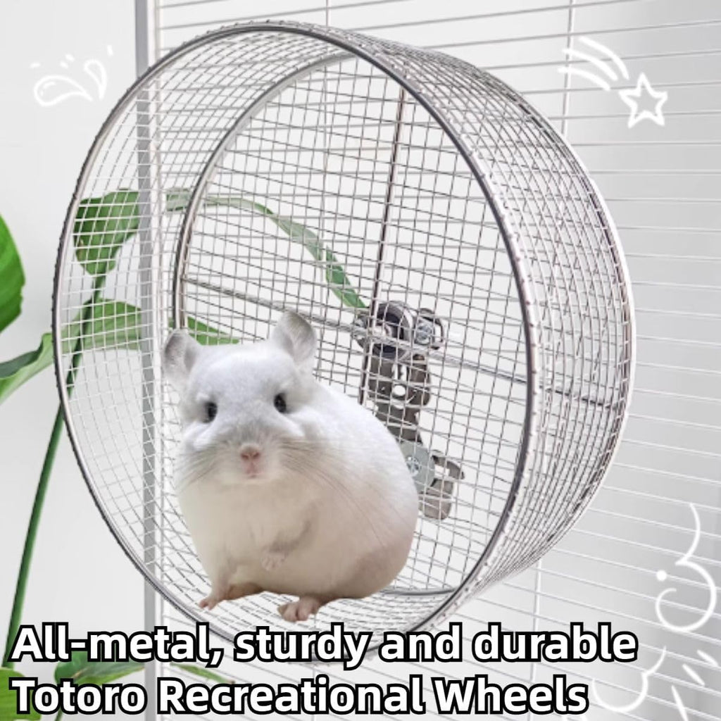Large Stainless Steel 11.81''L x 3.94''W x 11.81''H Silent Running Wheel for Chinchilla, Toys for Cage, Super Mute Spinner Exercise Running Wheel for Gerbils, Rat, Mice
