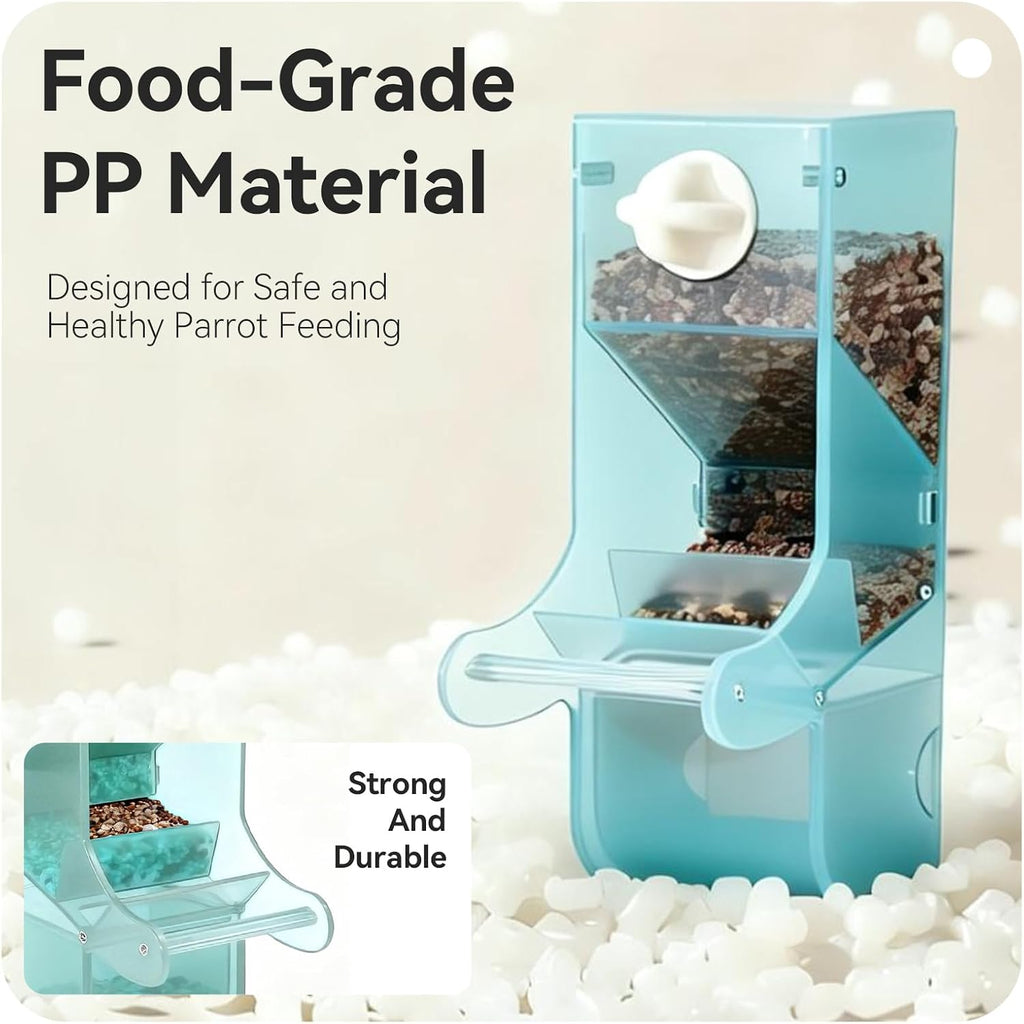 AOTU Automatic Bird Feeder for Cage Crack-Resistant Plastic Parakeet Cage Accessories No Mess Bird Cage Seed Catcher for Small Medium Birds Parrots Cockatiels Parakeets Conures Canaries (Light Green)