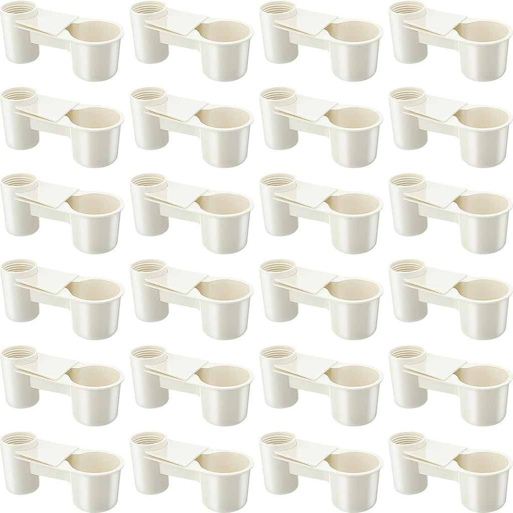LemonRoad 24 Pcs Bird Drinker Feeder Cups Plastic Water Bottle Cup for Cage Ideal for Pigeon Bottle Chicken Quail Poultry Waterer Accessories(Blue)