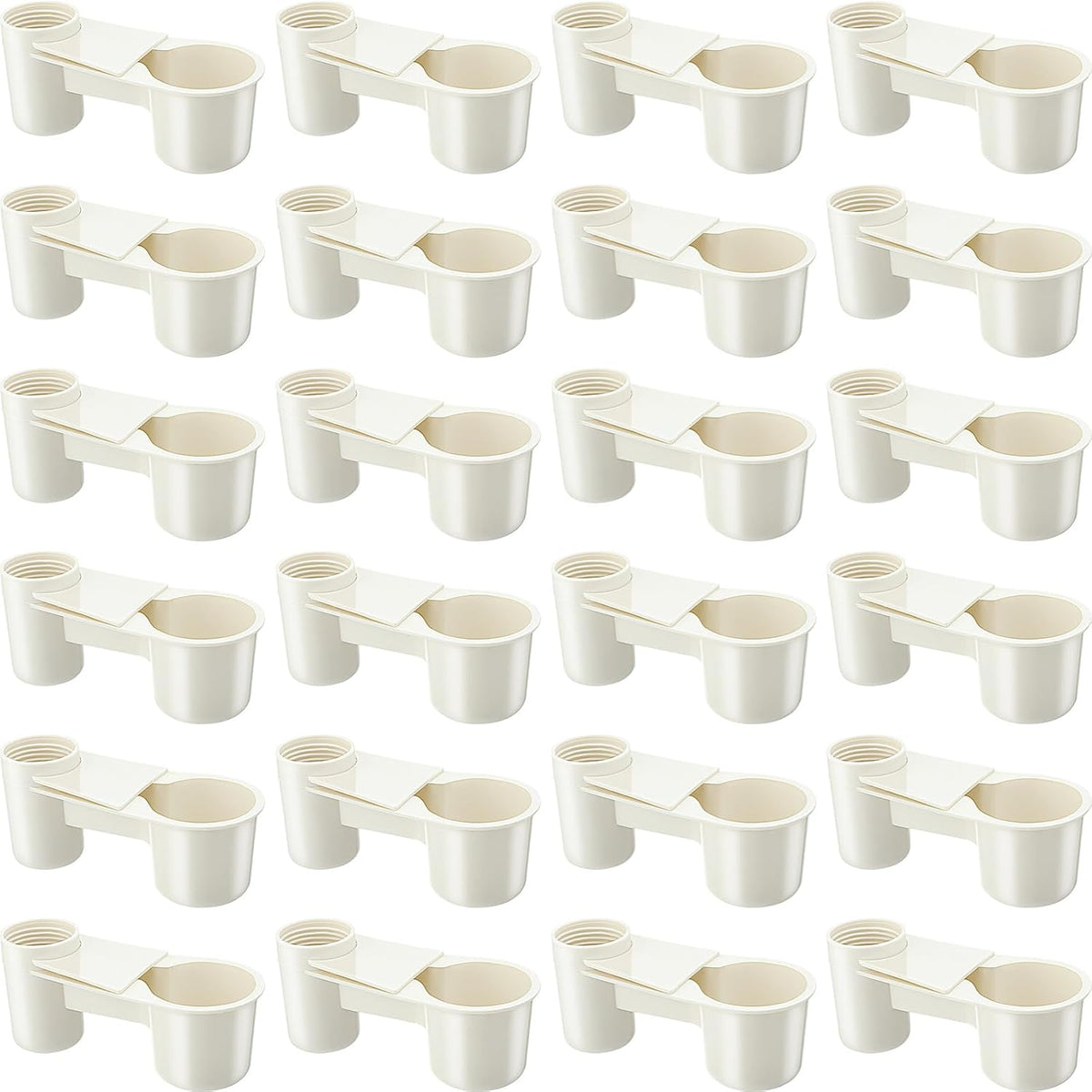 LemonRoad 24 Pcs Bird Drinker Feeder Cups Plastic Water Bottle Cup for Cage Ideal for Pigeon Bottle Chicken Quail Poultry Waterer Accessories(Blue)