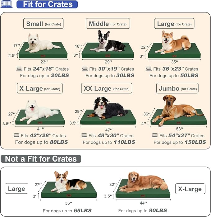 Outdoor Large Washable Dog Bed, Orthopedic Egg Crate Foam Dog Crate Mat - Image 2