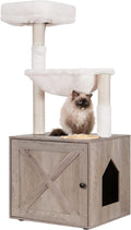 Hey-brother Cat Tree Tower, Litter Box Enclosure, Food Station, MPJ100SG