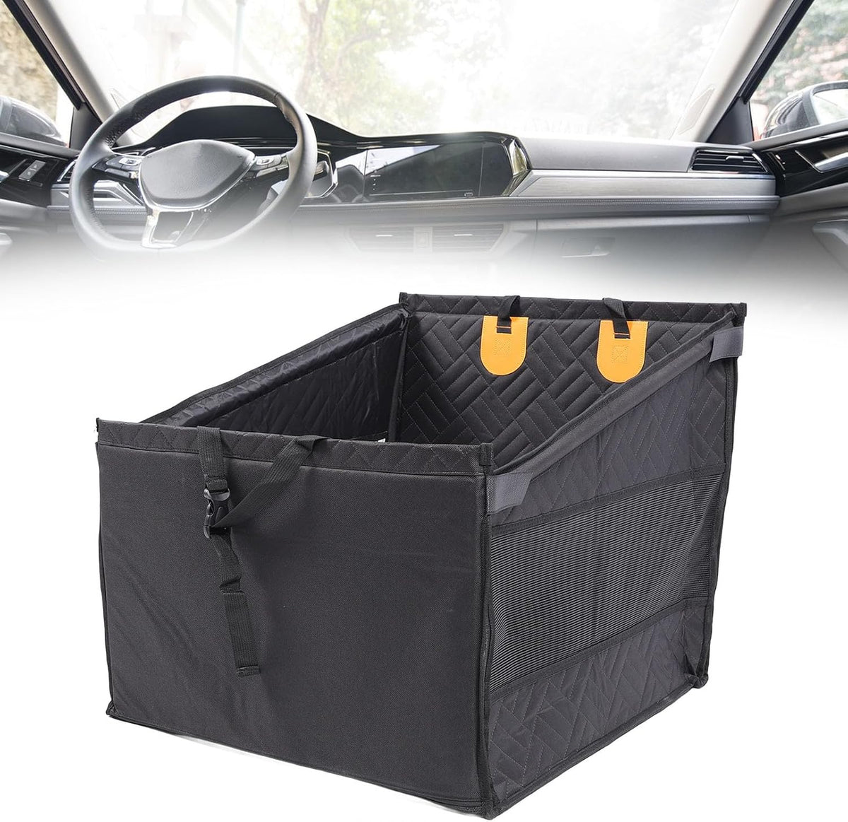 Dog Car Seat, Dog Car Carrier Oxford Cloth Dog Booster Seat Puppy Car Seat Travel Carrier Cage with Breathable Mesh for Small Medium Dogs 59x51.5x56cm