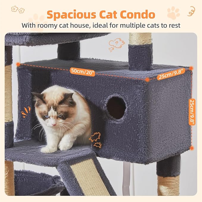 Taoqimiao Cat Tree 57.5-Inch, Cat Tower - Image 4