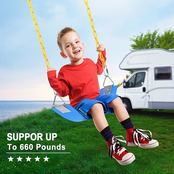 AGPTEK Swing Set, Seat with 66 Inch Anti-Rust Chains Thermoplastic Coated - Image 5