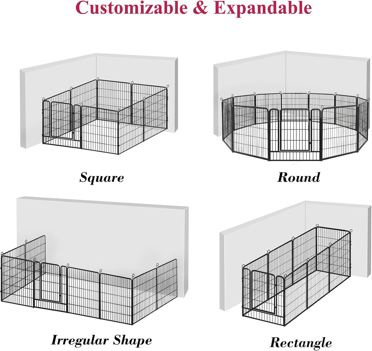 Dog Playpen, 32inch 10 Panels Outdoor Dog Fence Indoor Dog Pen Anti-Rust Pet Puppy Pen Dog Exercise Pen with Lock for Medium Small Dogs, Portable Pet Fence for Yard RV Camping