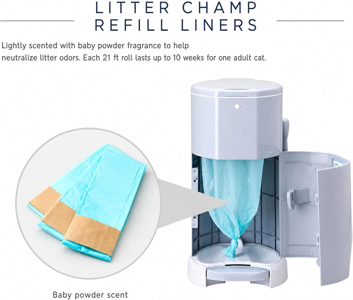 Litter Champ Refill Bags 3 Pack, Continuous Cat Litter Disposal System