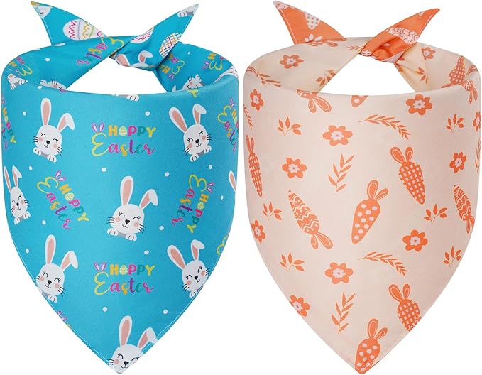 Easter Dog Bandanas Large 2PCS, 4 Pattern Colorful Scarf - Image 2