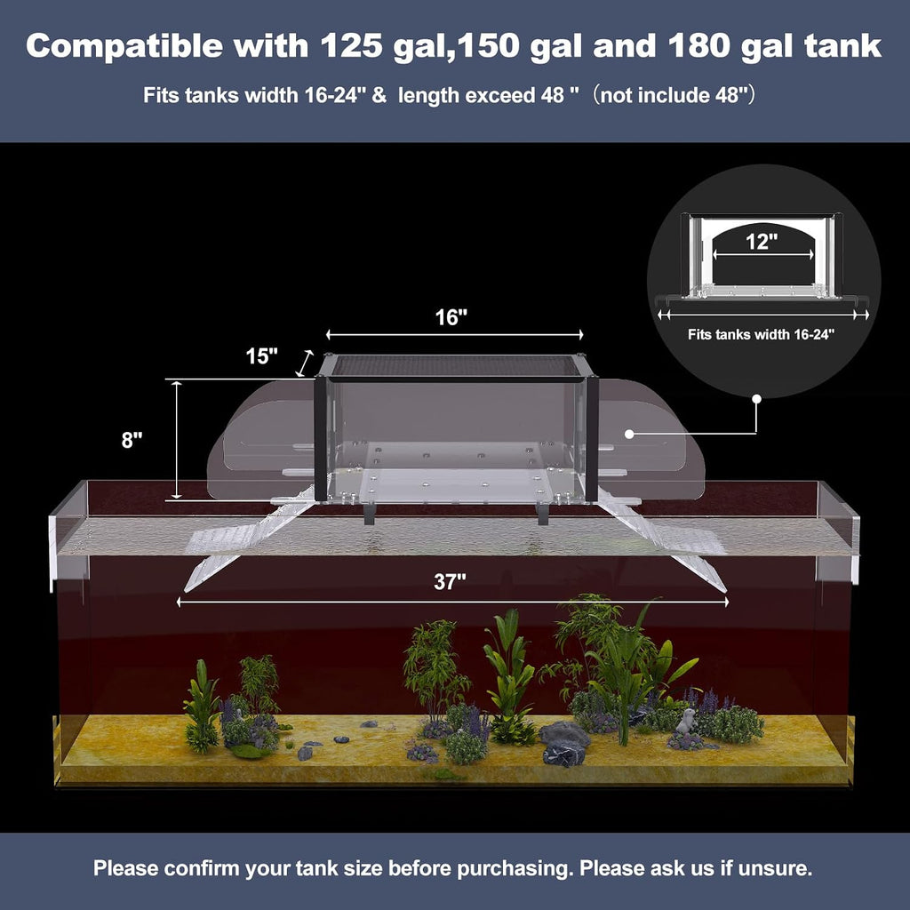 Dual Ramp Turtle Basking Platform for 16-24in Wide 125/150/180 Gallon Tank