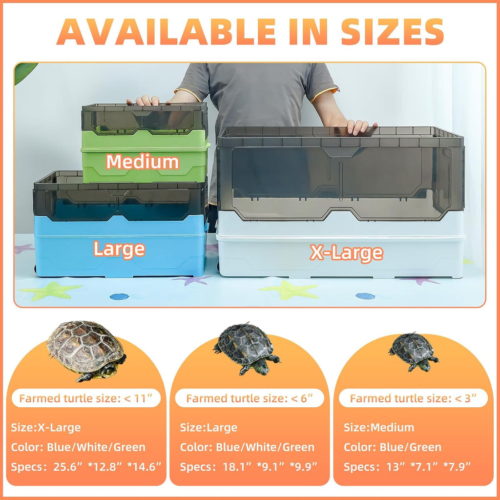 Large Turtle Habitat Kit with Heat Lamp, Filter & Pump(Green, Large)