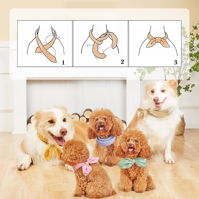 4PCS Spring Dog Bandanas Cat Birthday Cute Soft Cotton Puppy Scarfs Washable - Image 6