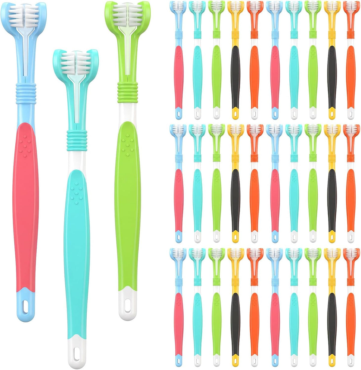 30 Pack 3 Sided Toothbrush for Dogs, 7 Inch Cleaning Brush, Pet Dental Care