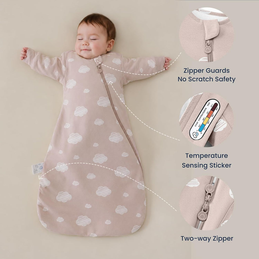 KaiyaBaby Organic Cotton Baby Sleep Sack, Long Sleeve 2.5 TOG, 6-18M