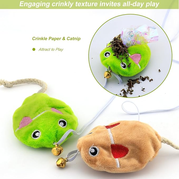 Interactive Cat Toy Wand with Catnip Mouse, Cat Teaser Wand Rainbow String - Image 4