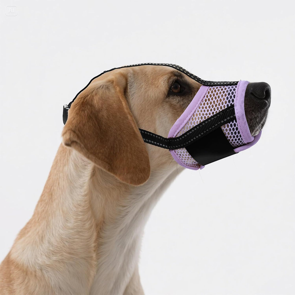 Dog Muzzle with Air Mesh Reflective Straps Allows Panting Drinking