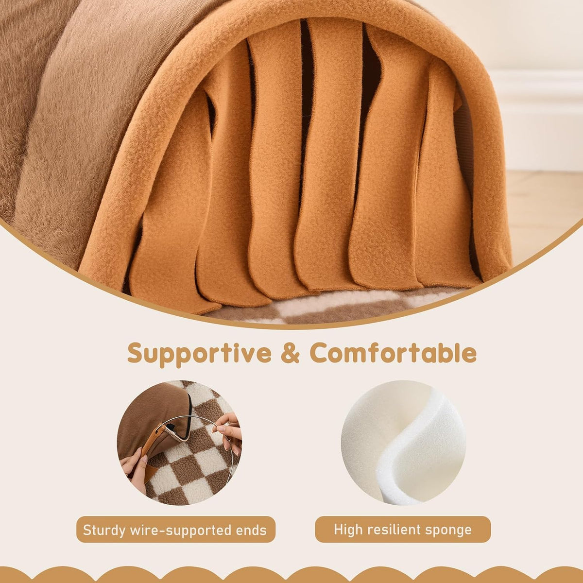 Avont Guinea Pig Tunnel Hideout House Bundle with 2 Pack Guinea Pig Hideout Bed and Tunnel Toys Set with Curtain