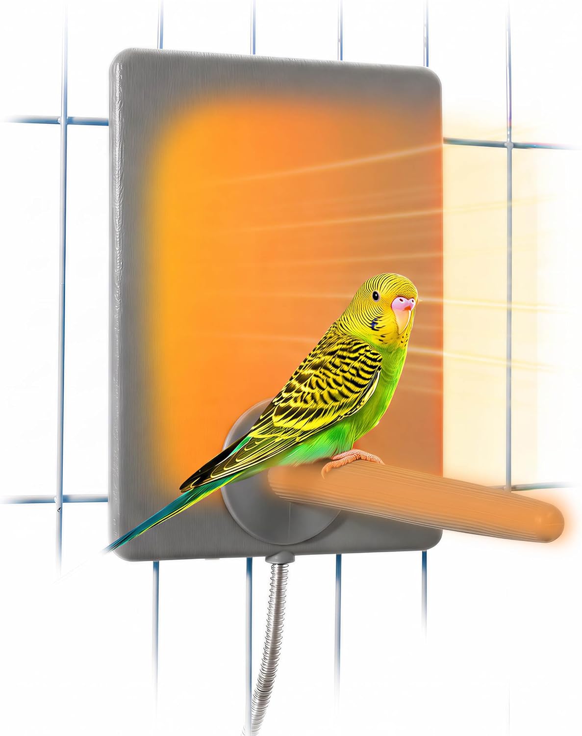 Bird Heater, 2-in-1 Heated Bird Perch & Warming Panel, Safety Listed, Gray