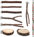 BILLIOTEAM 9PCS Apple Wood Bird Perches, Natural Parrot Stand & Chewing Toy by Unknown