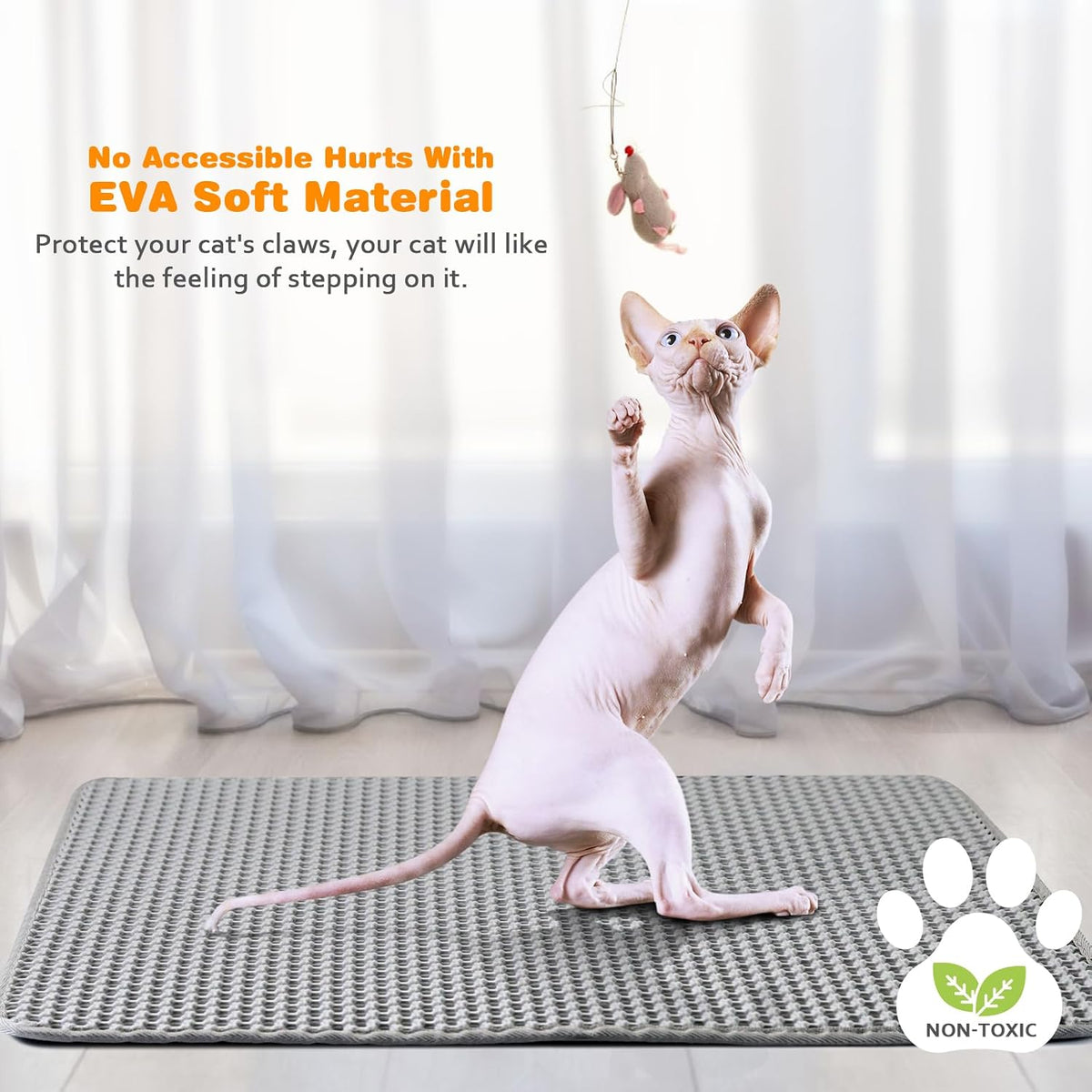 Cat Litter Mat 12"x18",Double Layer EVA litterbox Mat, Gray