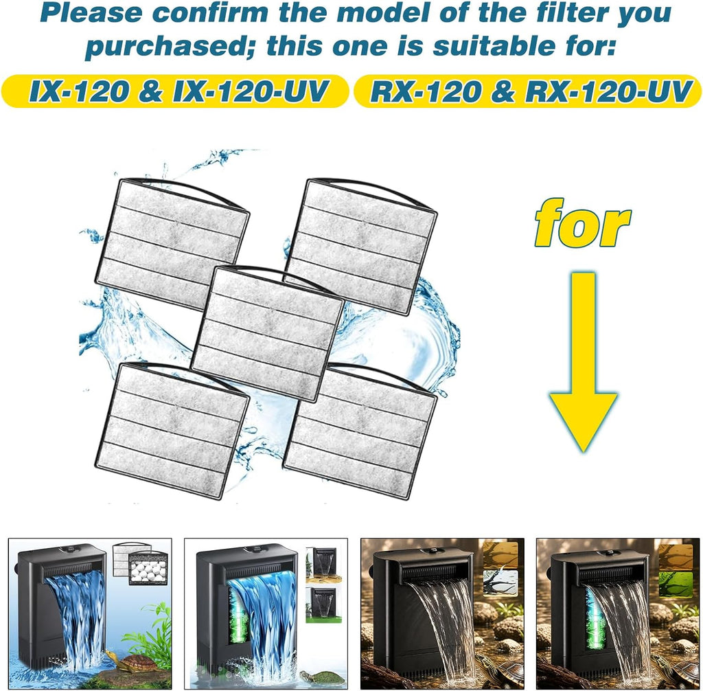 TARARIUM Aquarium Turtle Filter Media Set, Both for IX-120(U-V),RX-120(U-V)