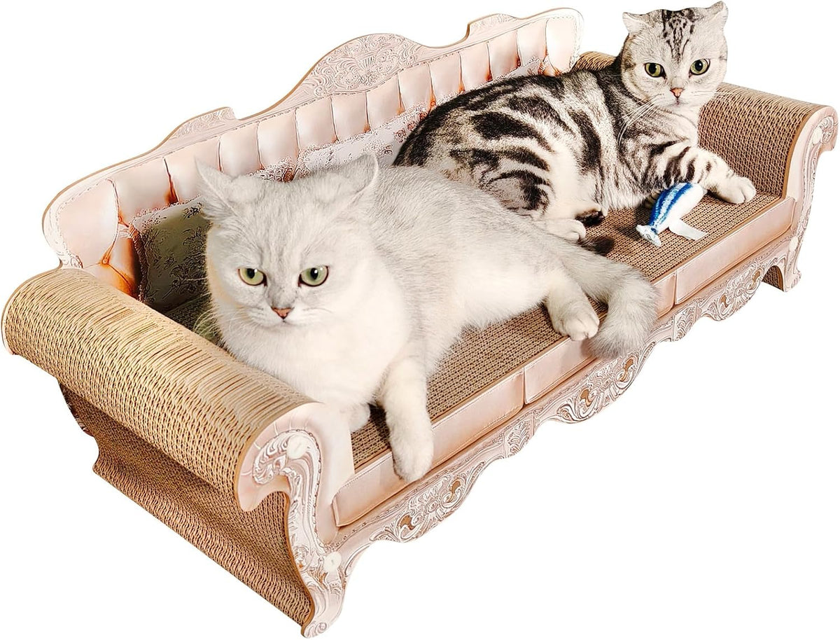 miwoowim 31.5" Extra Large Cat Scratcher Sofa, Durable Cardboard Lounge Bed