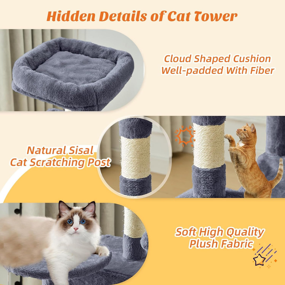 44 Inch Small Cat Tree Tower for Indoor Cats and Kittens