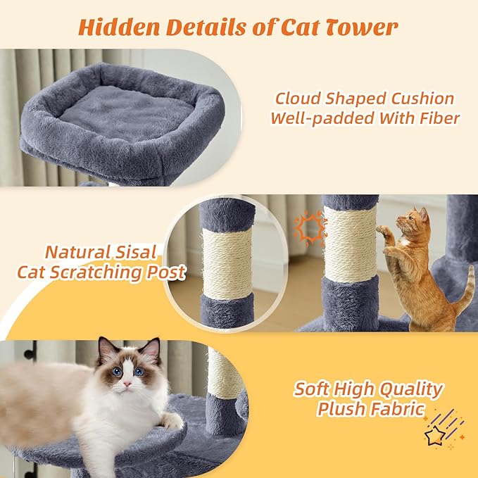 DUMOS Small 44 Inch Cat Tree Tower, Cat Climbing Tower - Image 4