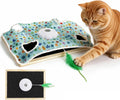 Interactive Cat Toys with Scratching Board, Rechargeable Touch Activated, Hide and Seek Design, Mouse Squeaky,Cat Enrichment Toy for Bored Cats 11.5" *15.5"