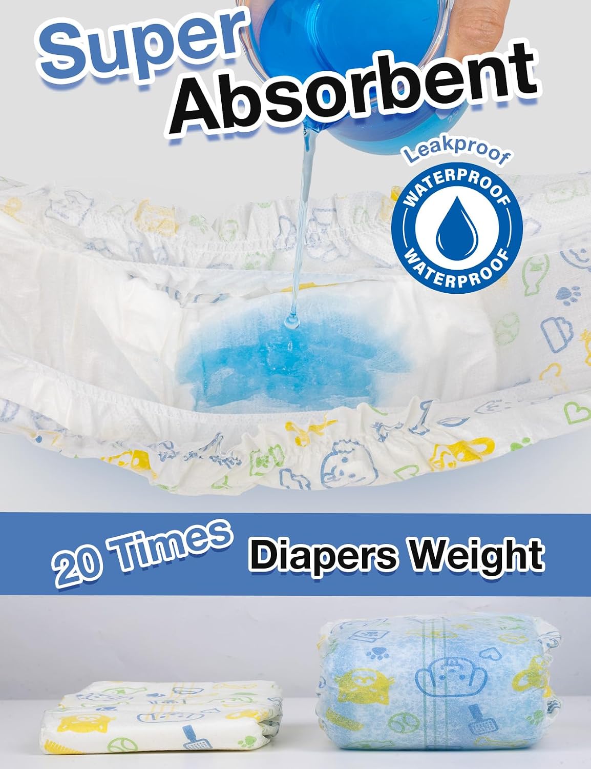 Dono Disposable Male Dog Diapers, Super Absorbent Male Dog Wraps for Small to Large Dogs, 360° Leak-Proof with Wetness Indicator,XS,24PCS