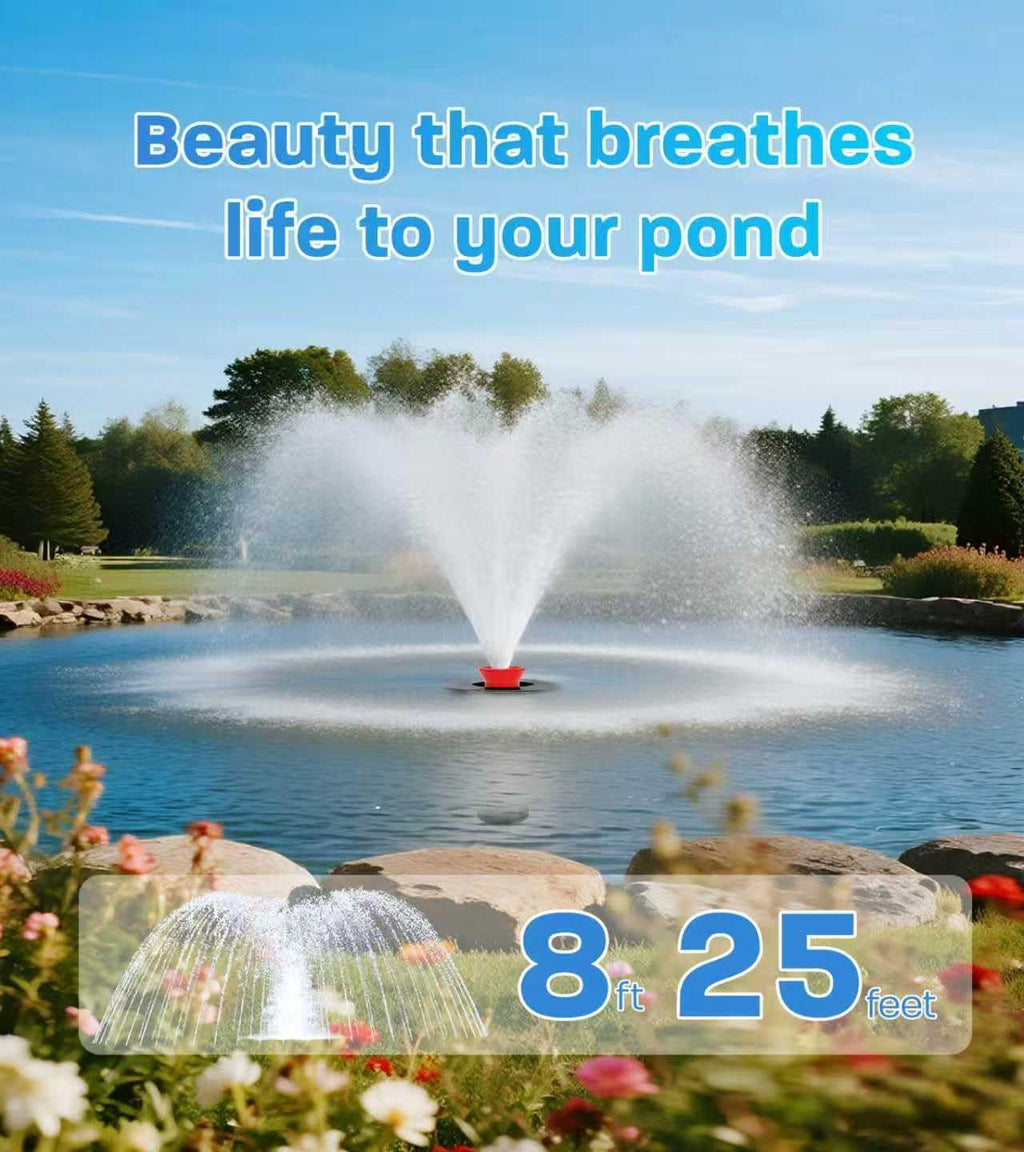 15000 GPH Pond Fountain Aerator, 110V,Floating Pond Fountain Pump with Stainless Steel Body, Pond Aerator Pump for Small & Large Ponds and Lakes (Rosa)