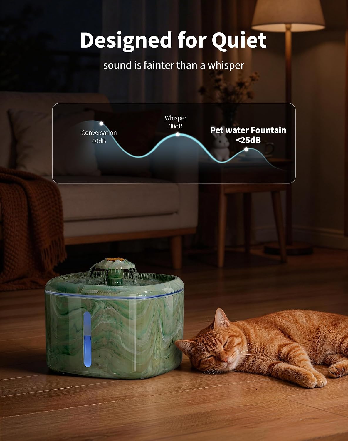Cat Water Fountain Automatic 2.5L, Interactive Spinning Top & Camouflage Design, Ultra-Quiet Pump with 4-Stage Filter, Pet Water Dispenser with 2 Filters for Multiple Pets (Green+8 Filters)